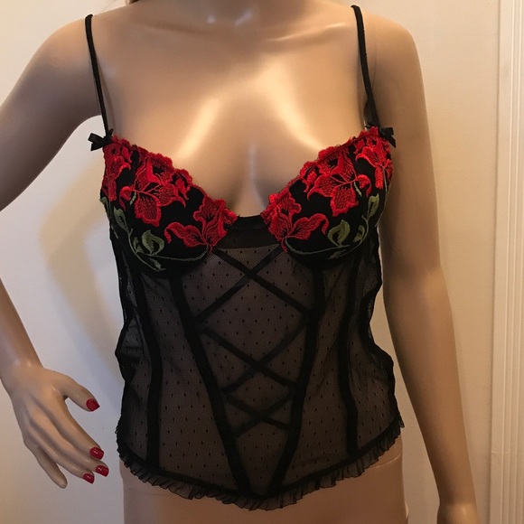 Embroidered rose bustier with adjustable straps Medium - Picture 5 of 9